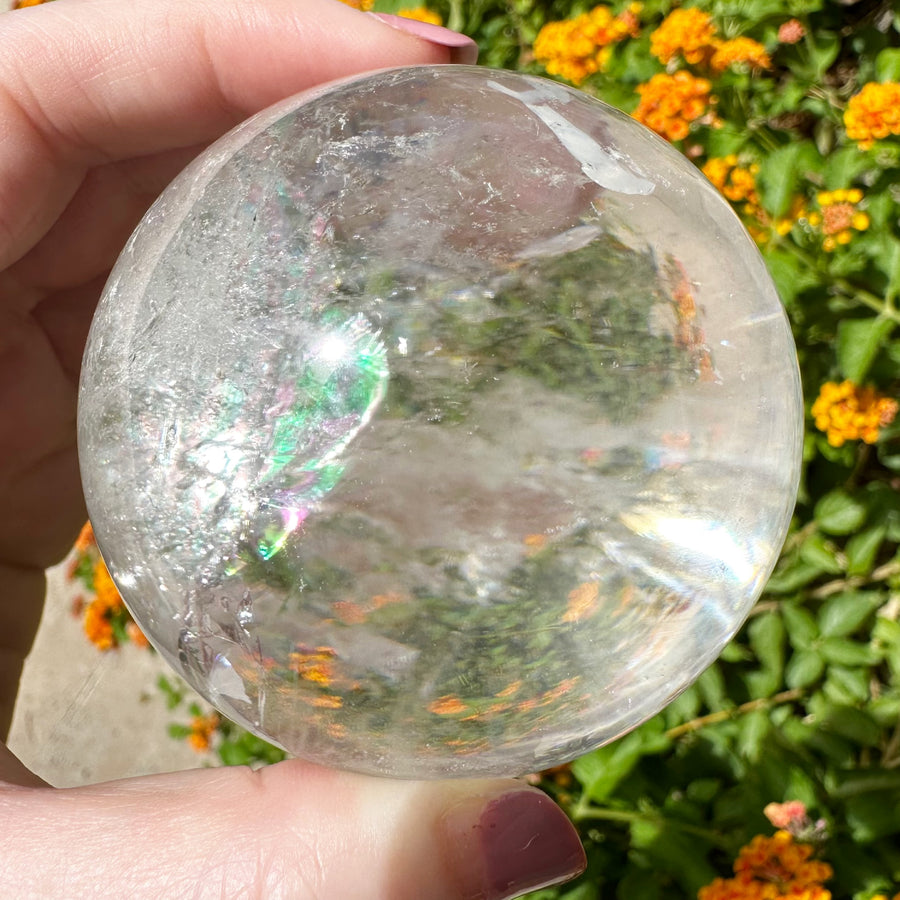 Lemurian Quartz Crystal Sphere with Rainbows
