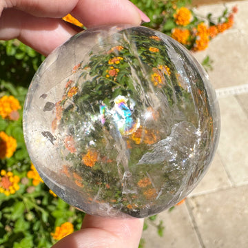 Lemurian Quartz Crystal Sphere with Rainbows