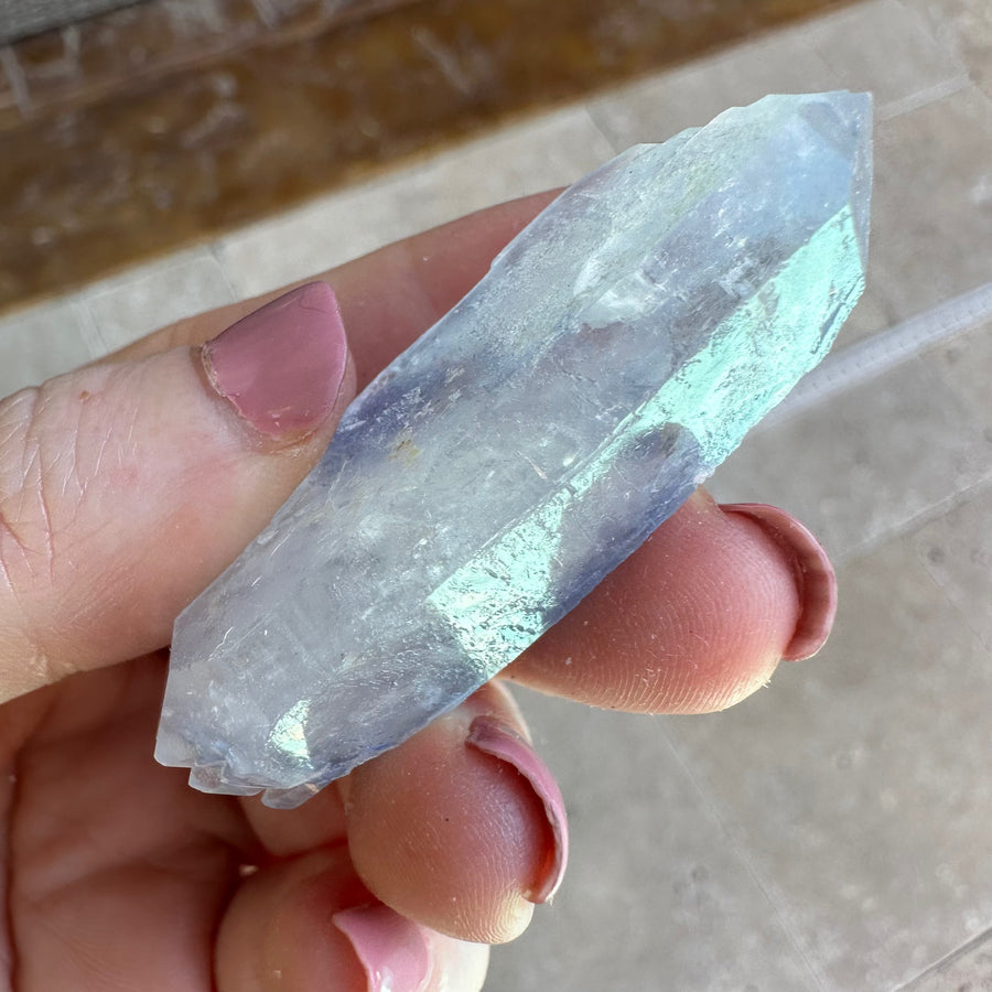 DT Natural Dumortierite in Quartz Crystal Point Self-Healed