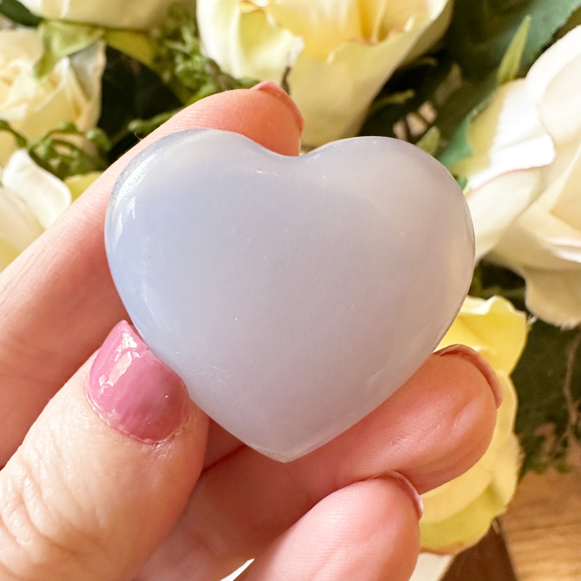 Blue Chalcedony Crystal Heart