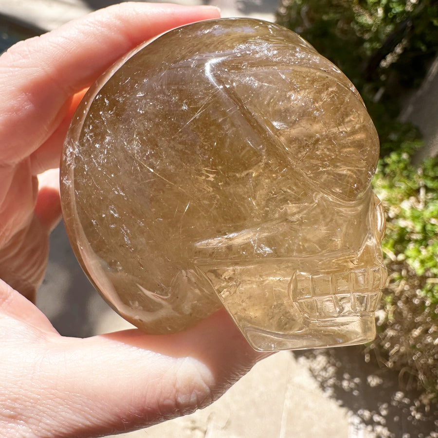 Golden Rutile Citrine Star Child Crystal Skull Carved by Leandro de Souza