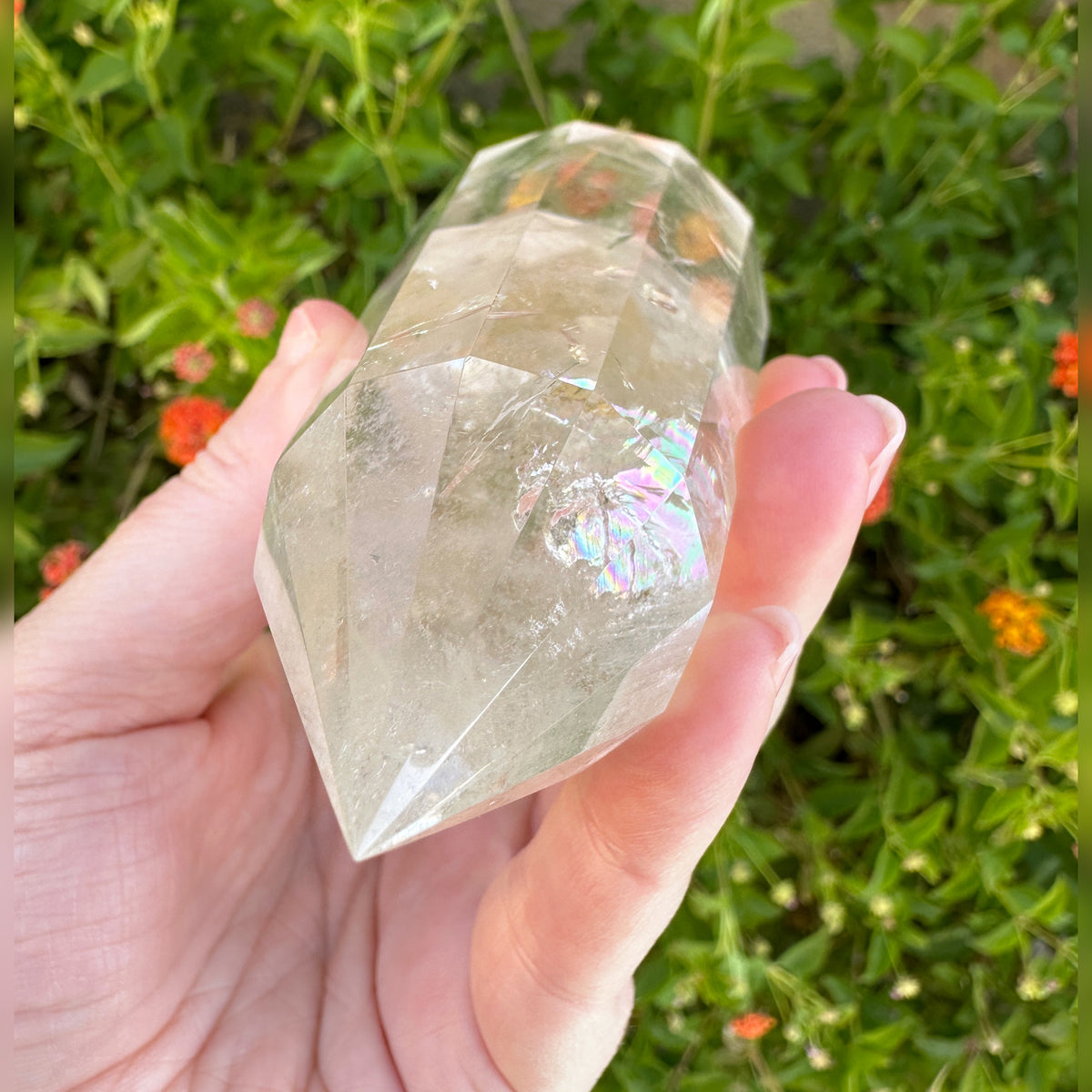 Rainbow Quartz Vogel Style Wand 12 Sided