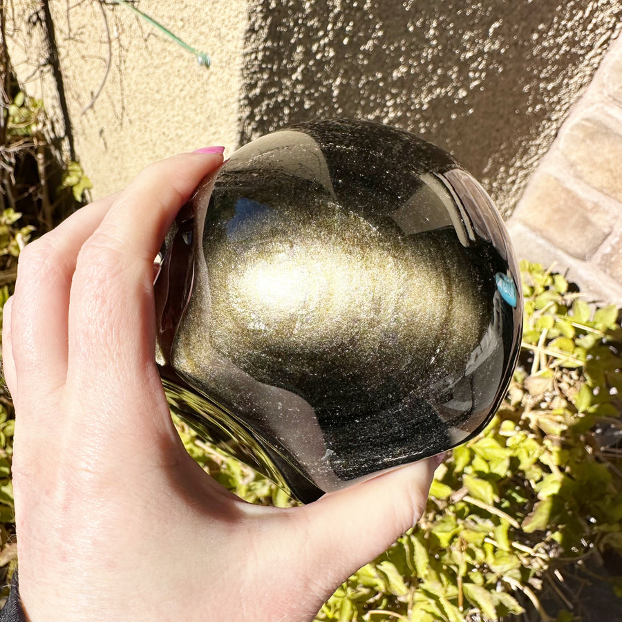 Gold Sheen Obsidian Crystal Skull