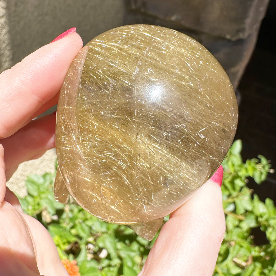 Golden Rutile Citrine Magical Child Crystal Skull Carved by Leandro de Souza