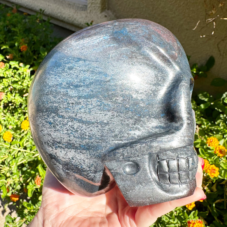 Blue Richterite Magical Child Crystal Skull Carved by Leandro de Souza