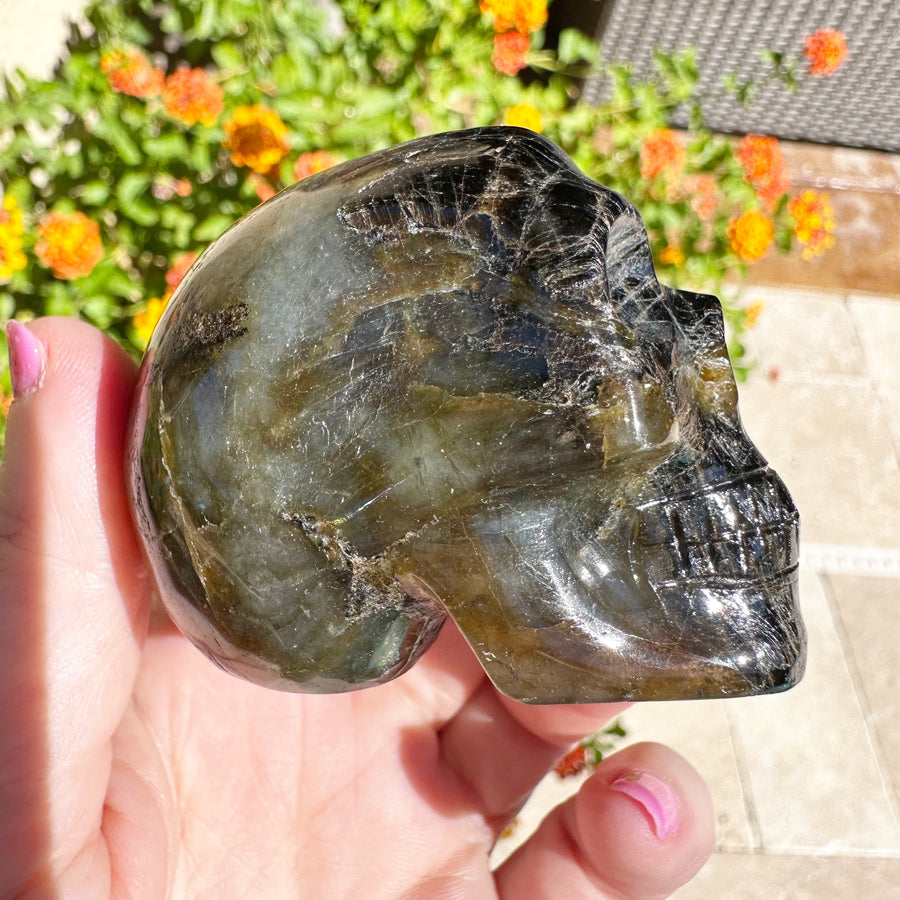 Nebula Flash Labradorite Crystal Skull Master