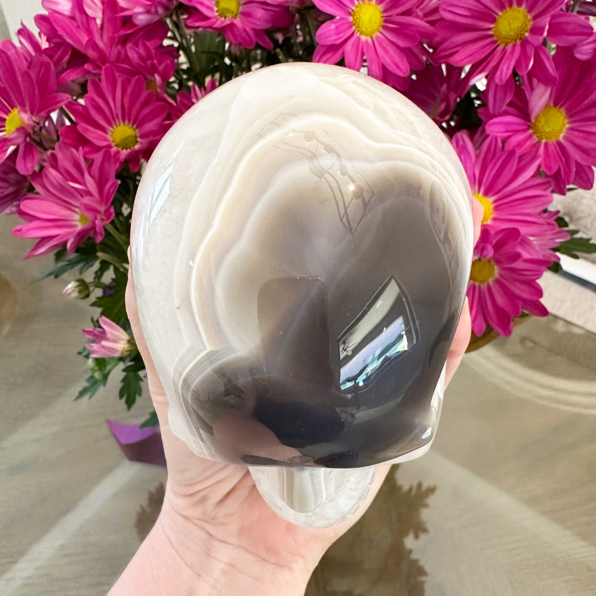 Agate Geode Crystal Skull