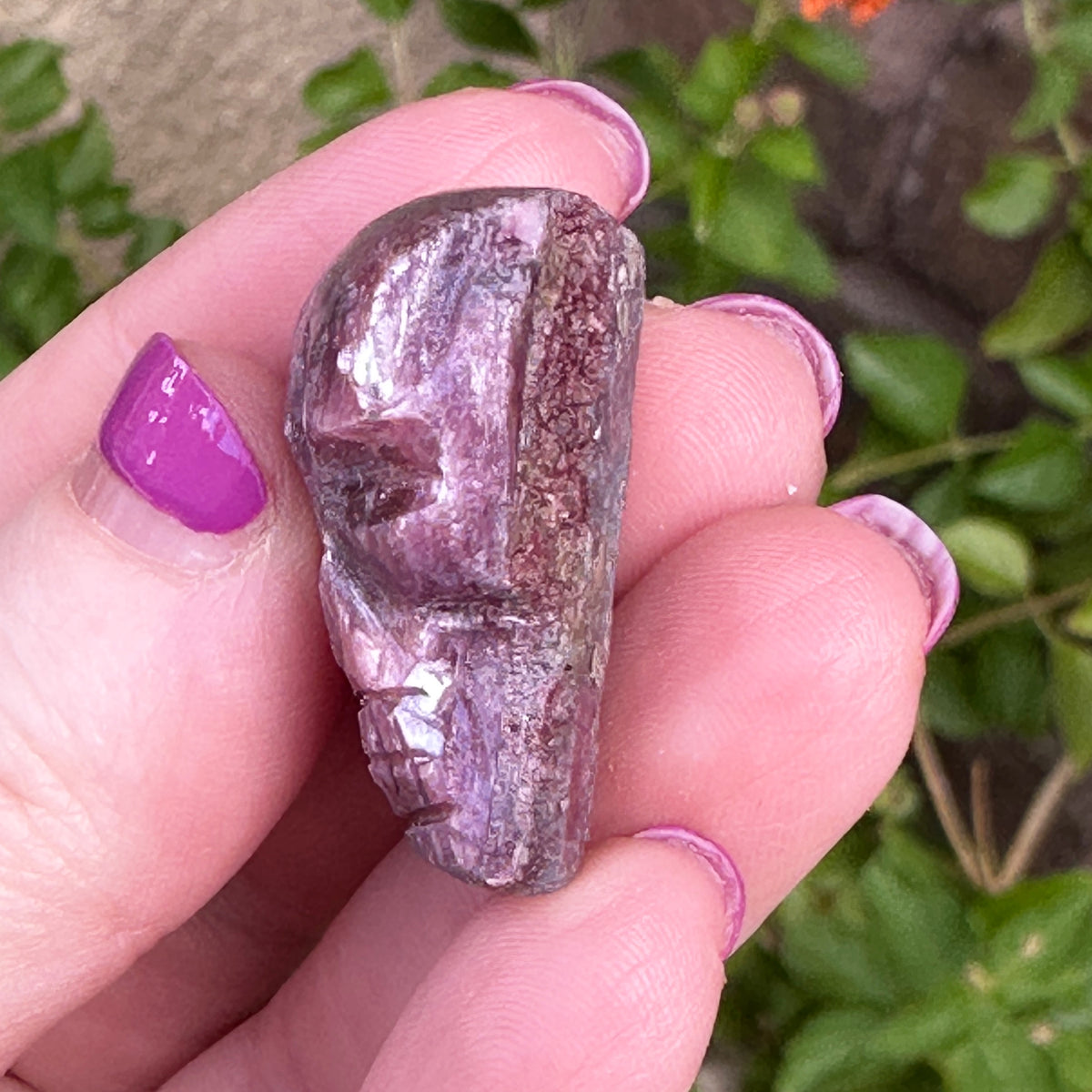 Pink Tourmaline Palm Skull by Igor de Souza