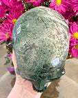 Green Moss Agate Crystal Skull