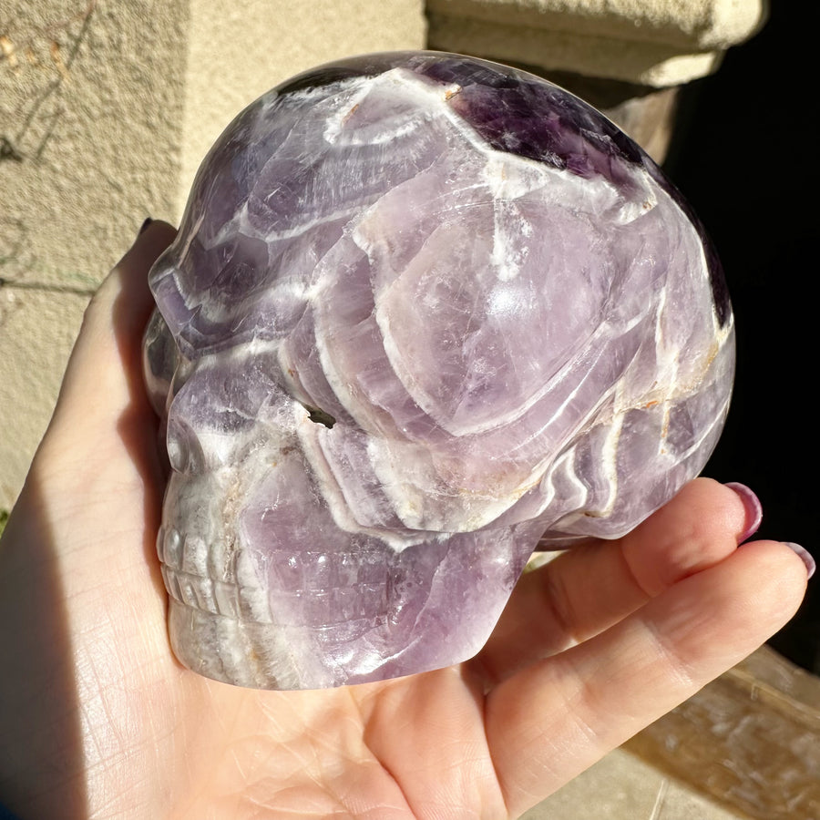 Chevron Amethyst Star Child Crystal Skull Carved By Leandro de Souza