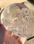 Clear Sirius Quartz Crystal Skull with Rainbows Carved by Leandro de Souza