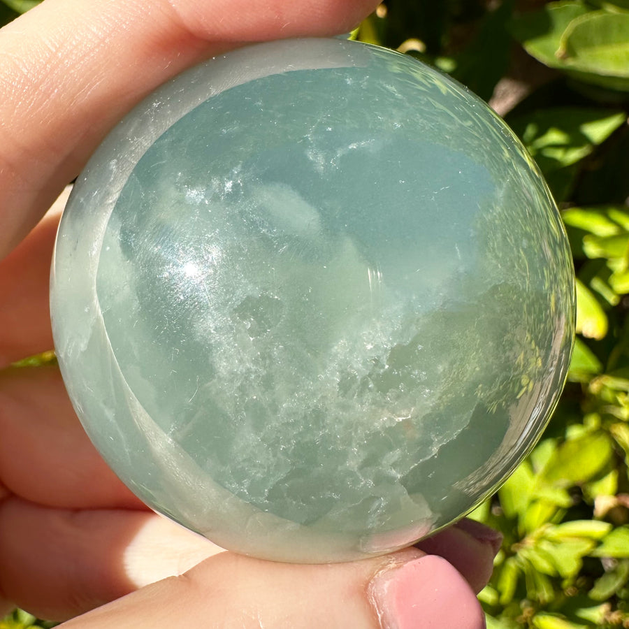 Lemurian Aquatine Calcite Crystal Sphere