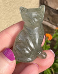 Epidote Crystal Kitten Carved by Leandro de Souza