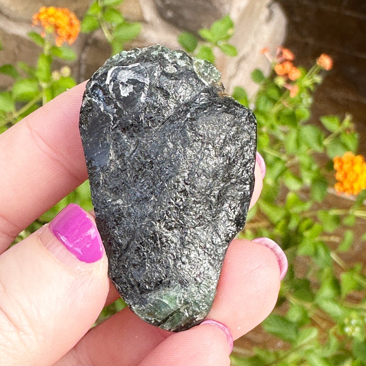 Green Tourmaline Palm Skull by Igor de Souza