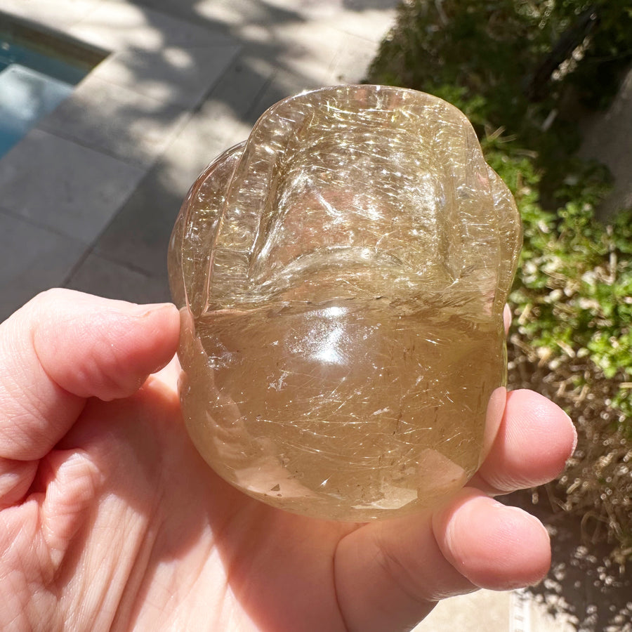 Golden Rutile Citrine Star Child Crystal Skull Carved by Leandro de Souza