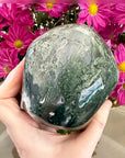 Green Moss Agate Crystal Skull