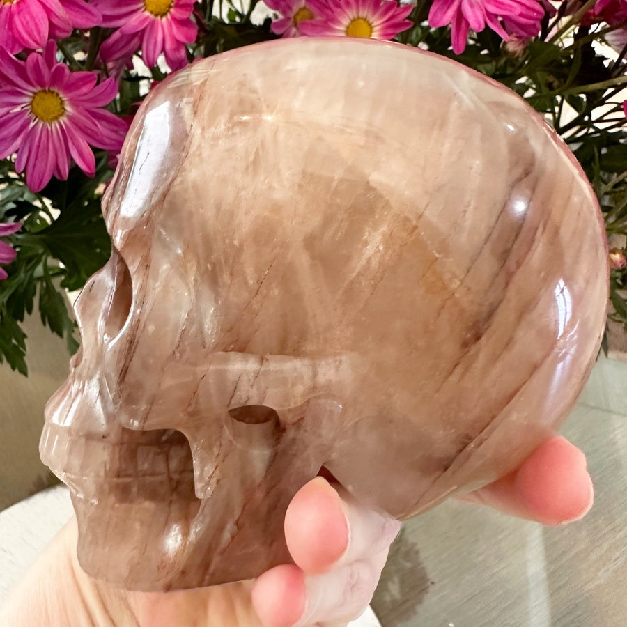 Golden Healer Phantom Quartz Crystal Skull