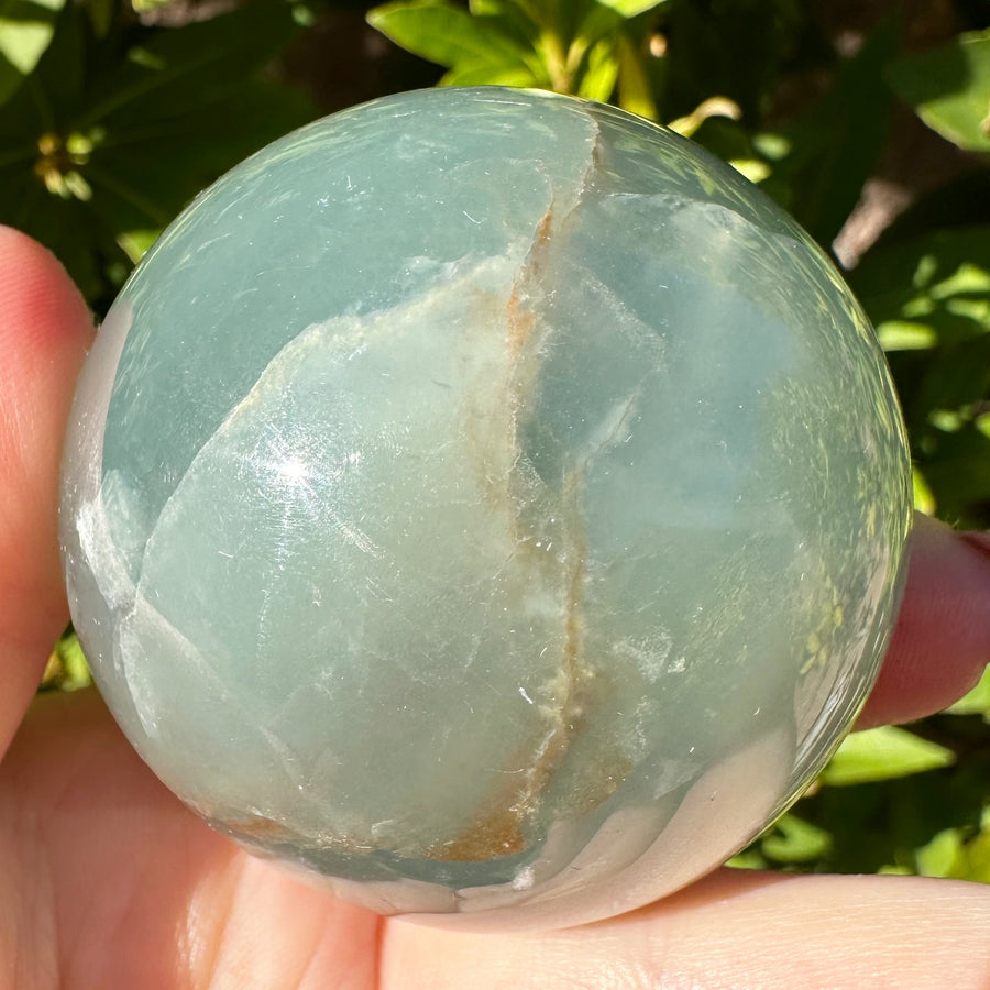 Lemurian Aquatine Calcite Crystal Sphere