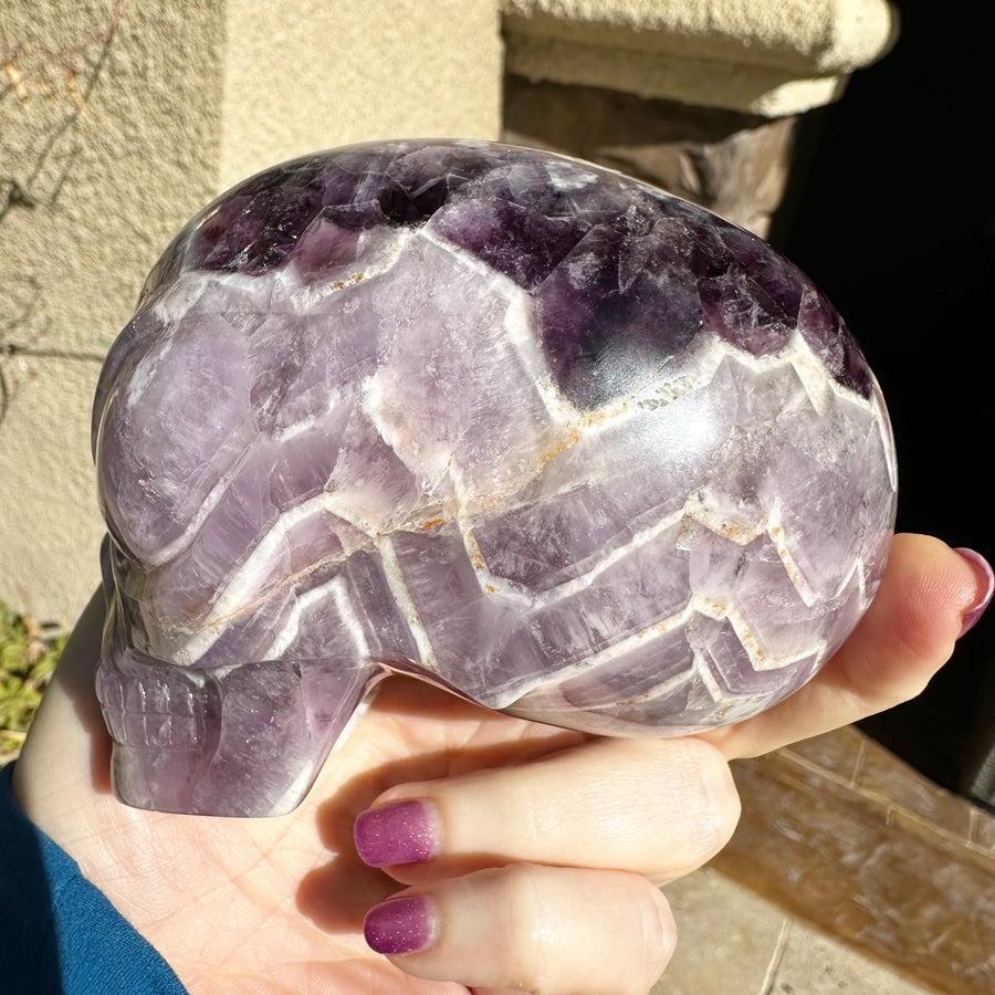 Chevron Amethyst Star Child Crystal Skull Carved By Leandro de Souza