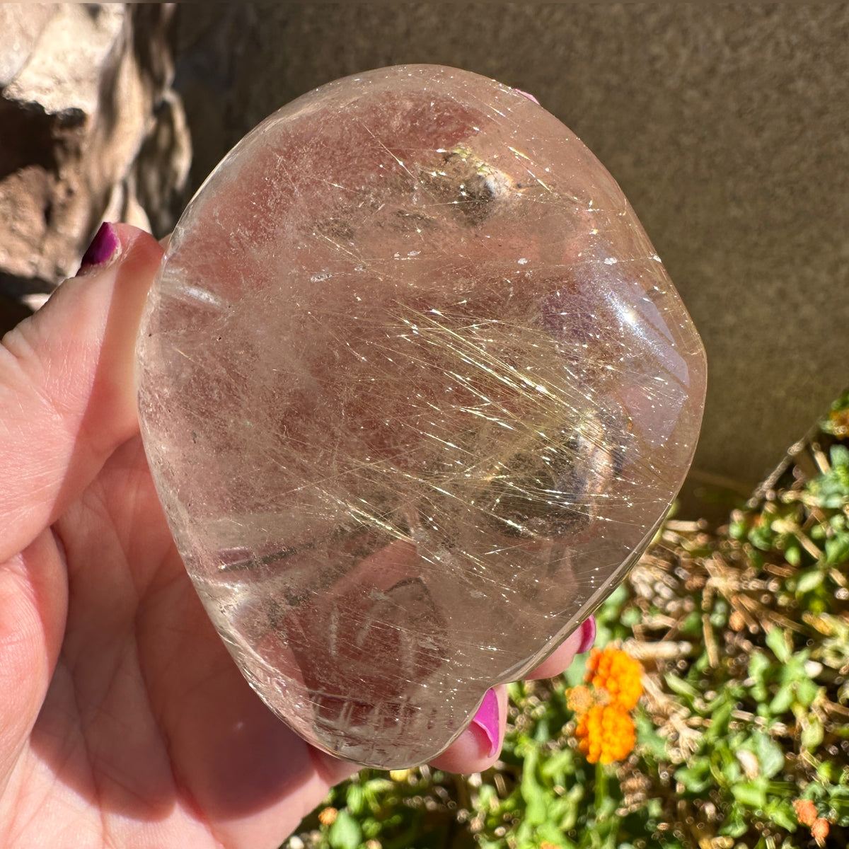 Golden Rutile Citrine Star Child Palm Crystal Skull Carved by Leandro de Souza