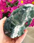 Green Moss Agate Crystal Skull