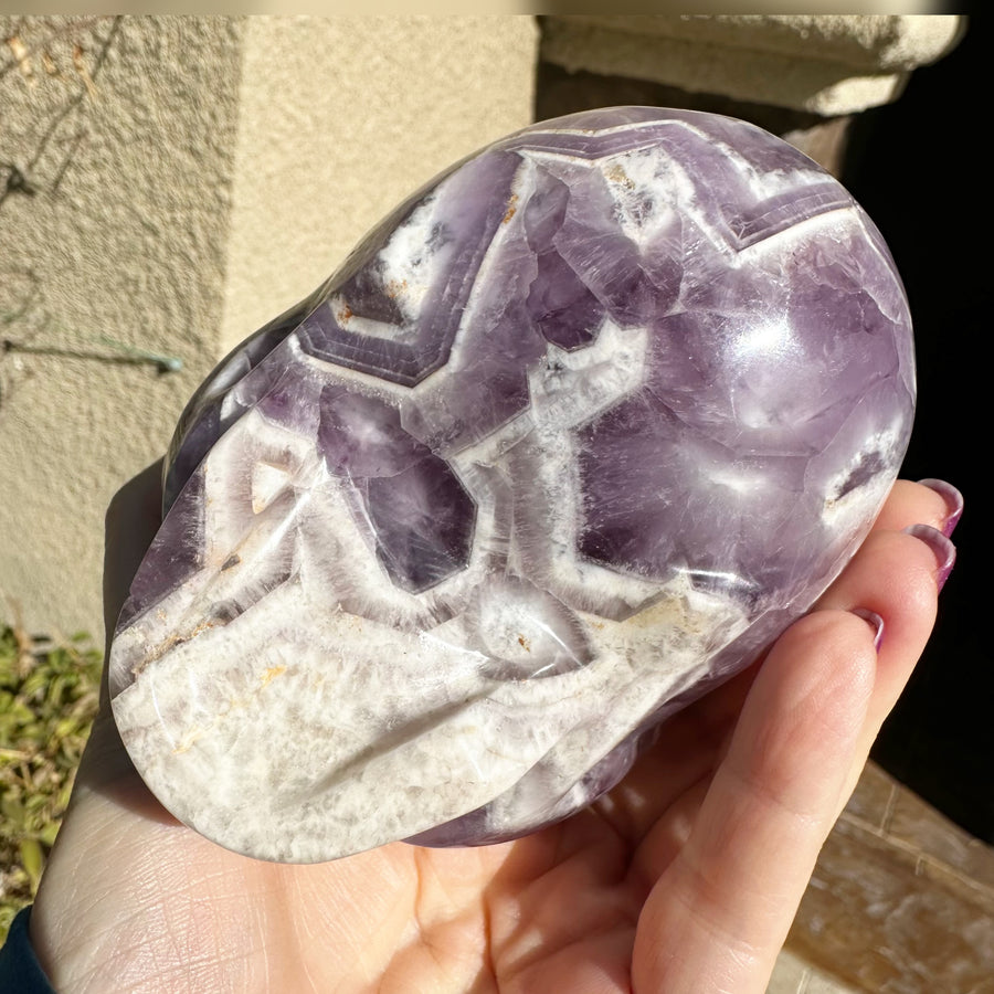 Chevron Amethyst Star Child Crystal Skull Carved By Leandro de Souza