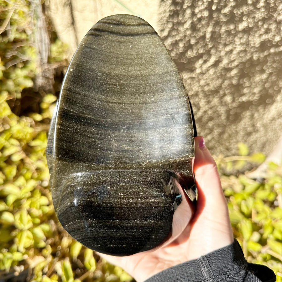 Gold Sheen Obsidian Crystal Skull