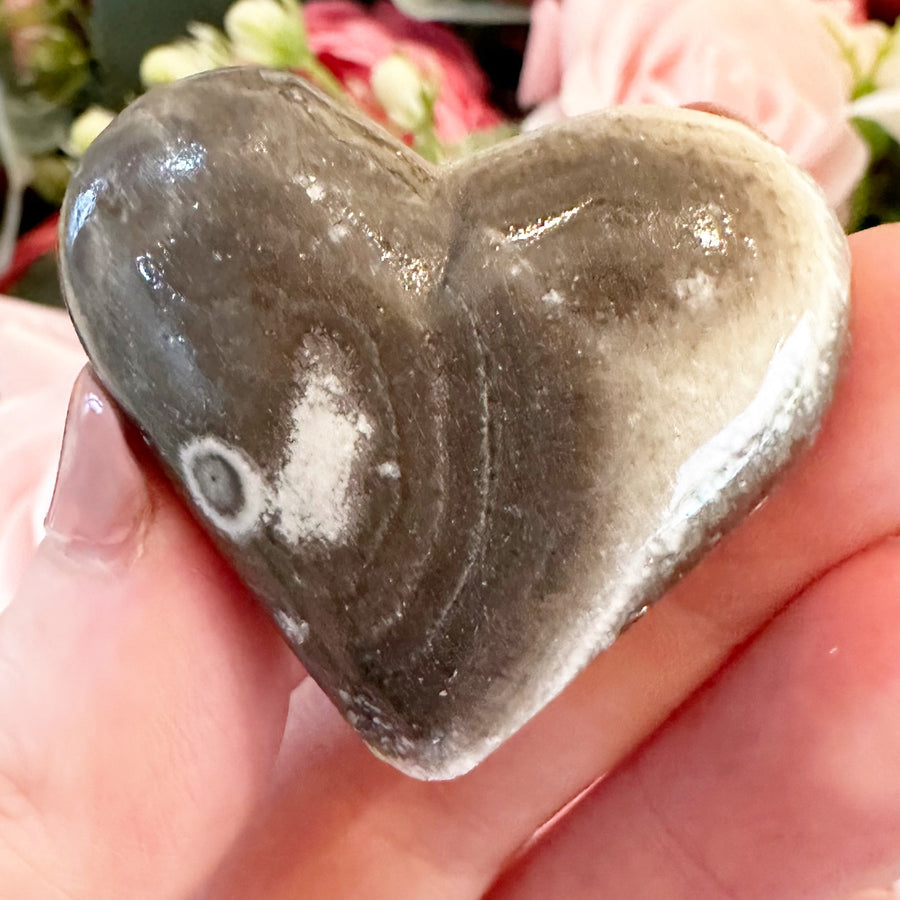 Banded Calcite Crystal Heart