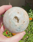 Large Caribbean Blue Calcite Crystal Geode Sphere