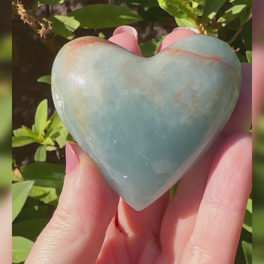 Lemurian Aquatine Calcite Crystal Heart