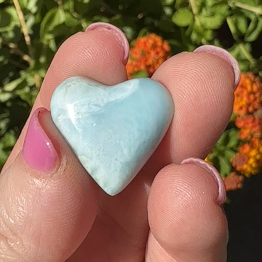 Natural Larimar Crystal Heart Cabochon