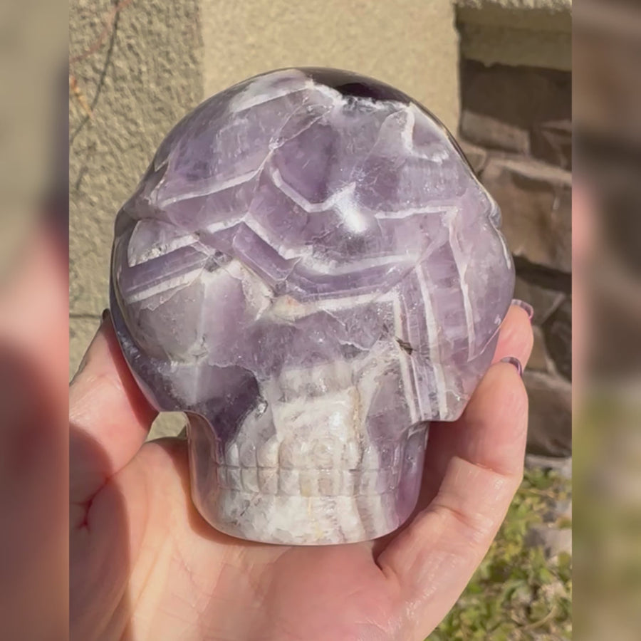 Chevron Amethyst Star Child Crystal Skull Carved By Leandro de Souza