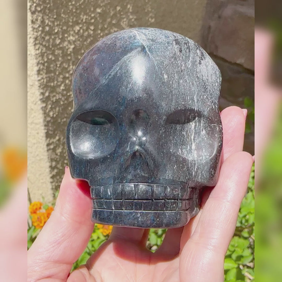 Blue Richterite Magical Child Crystal Skull Carved by Leandro de Souza