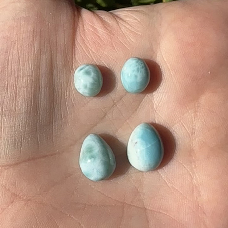 Set of 4 Natural Larimar Crystal Cabochons