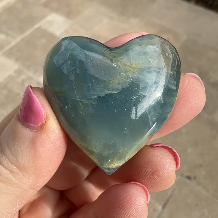 Lemurian Aquatine Calcite Crystal Heart