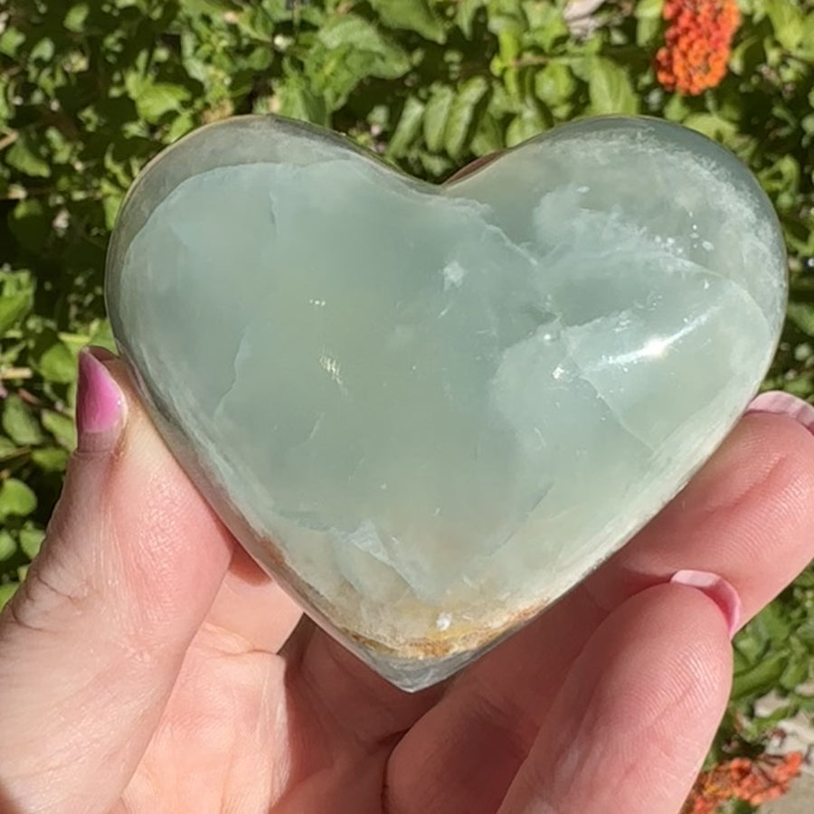 Lemurian Aquatine Calcite Crystal Heart