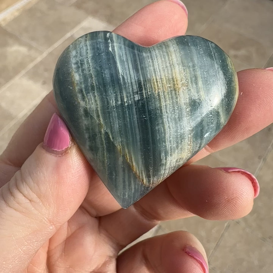 Lemurian Aquatine Calcite Crystal Heart