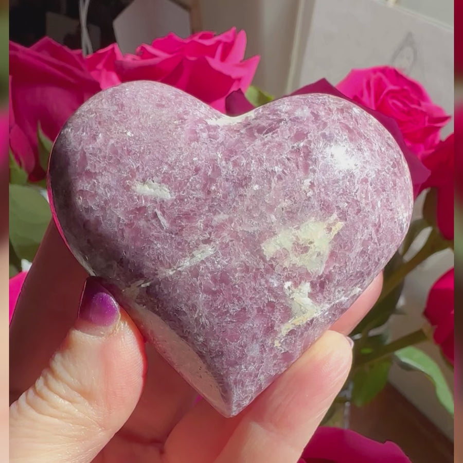 Lepidolite Palm Stone Heart