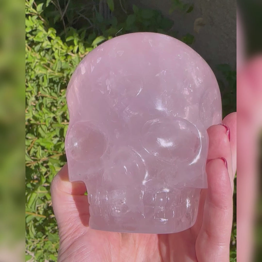 Star Rose Quartz Magical Child Crystal Skull With Heart Carved by Leandro de Souza