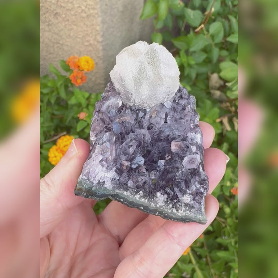 Amethyst Geode Raw With Clear Quartz Crystals and Rainbows