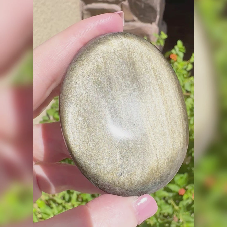 Gold Sheen Obsidian Palm Stone