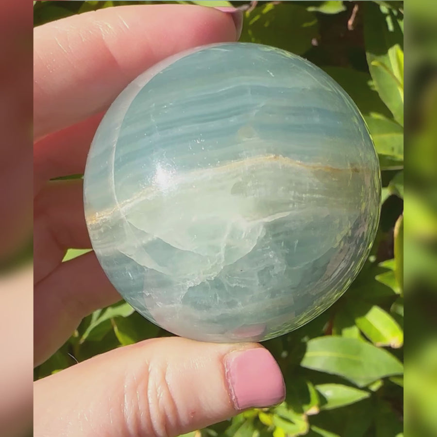 Lemurian Aquatine Calcite Crystal Sphere