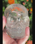 Clear Sirius Quartz Crystal Skull with Rainbows Carved by Leandro de Souza