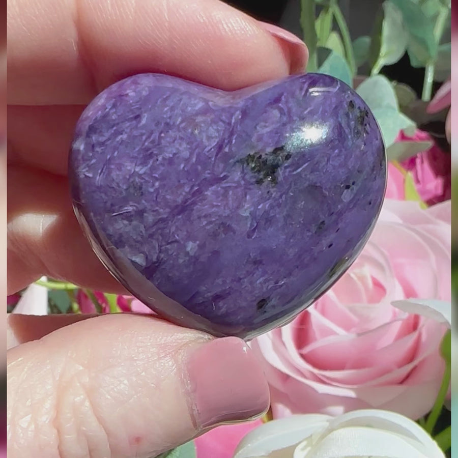 AA Grade Charoite Crystal Heart