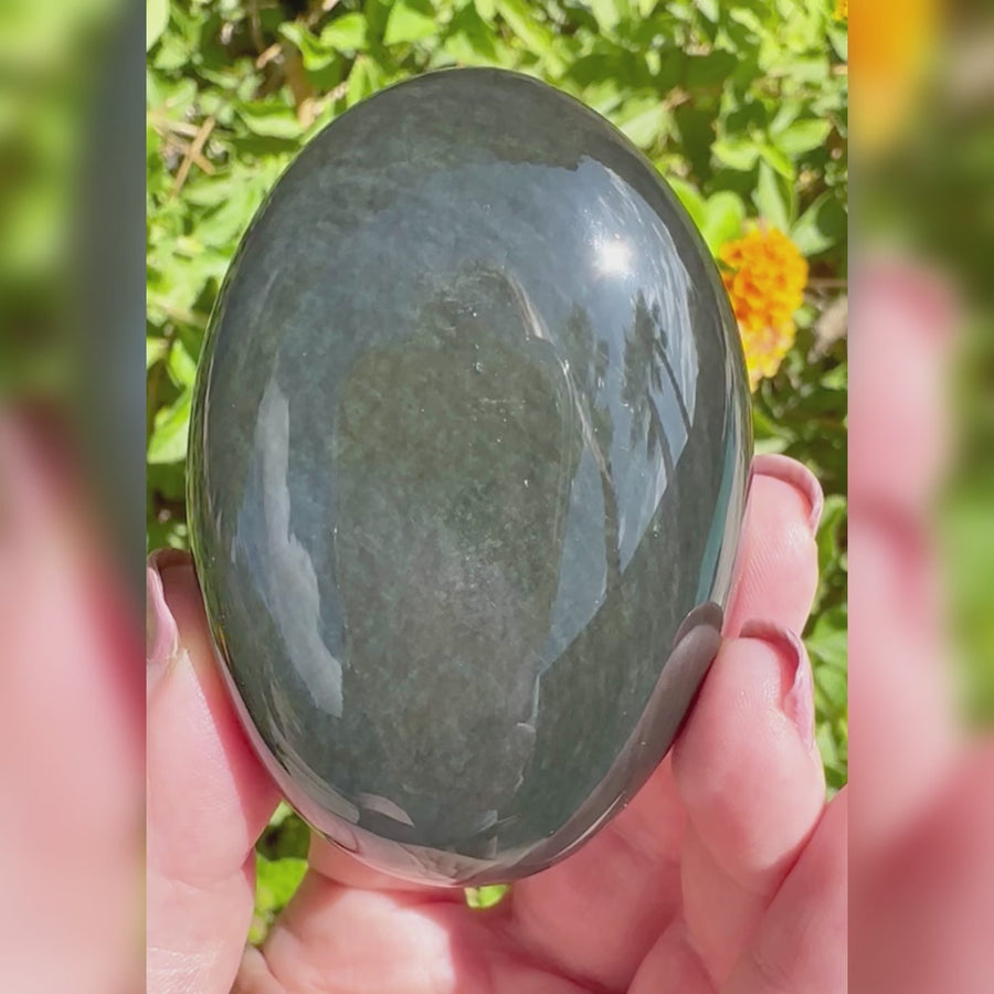 Rainbow Sheen Obsidian Palm Stone