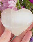 Selenite Heart Palm Stone