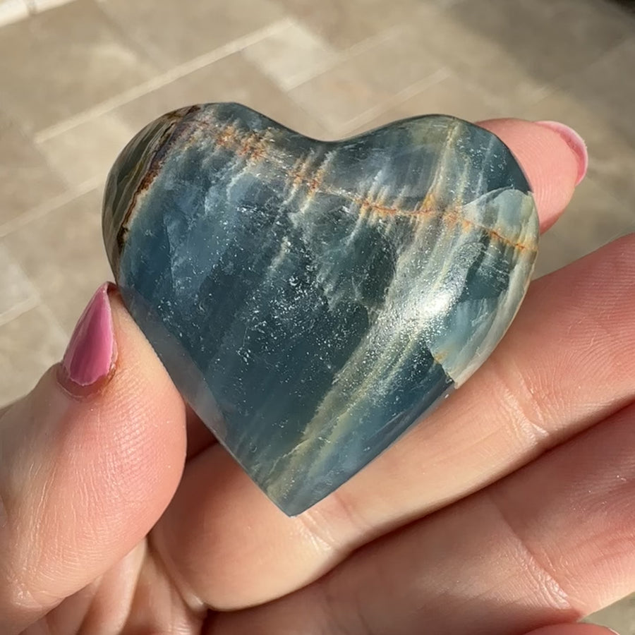 Lemurian Aquatine Calcite Crystal Heart