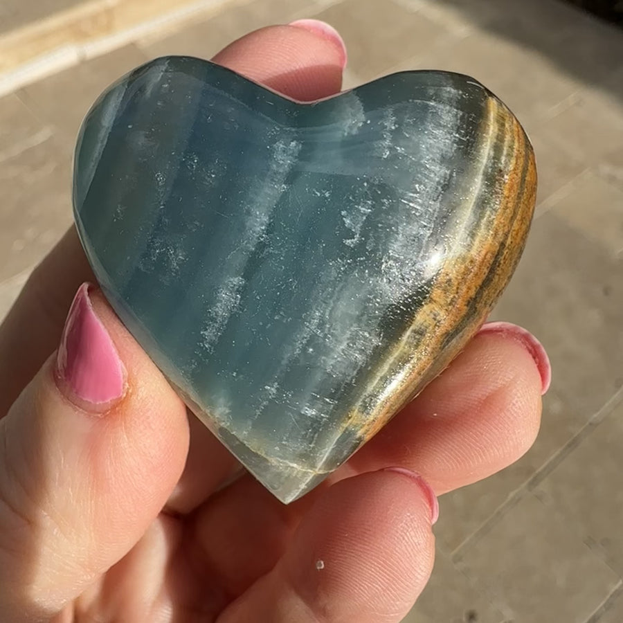 Lemurian Aquatine Calcite Crystal Heart