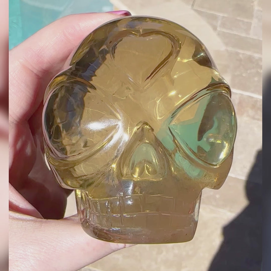 Clear Citrine Star Child Crystal Skull Carved by Leandro de Souza