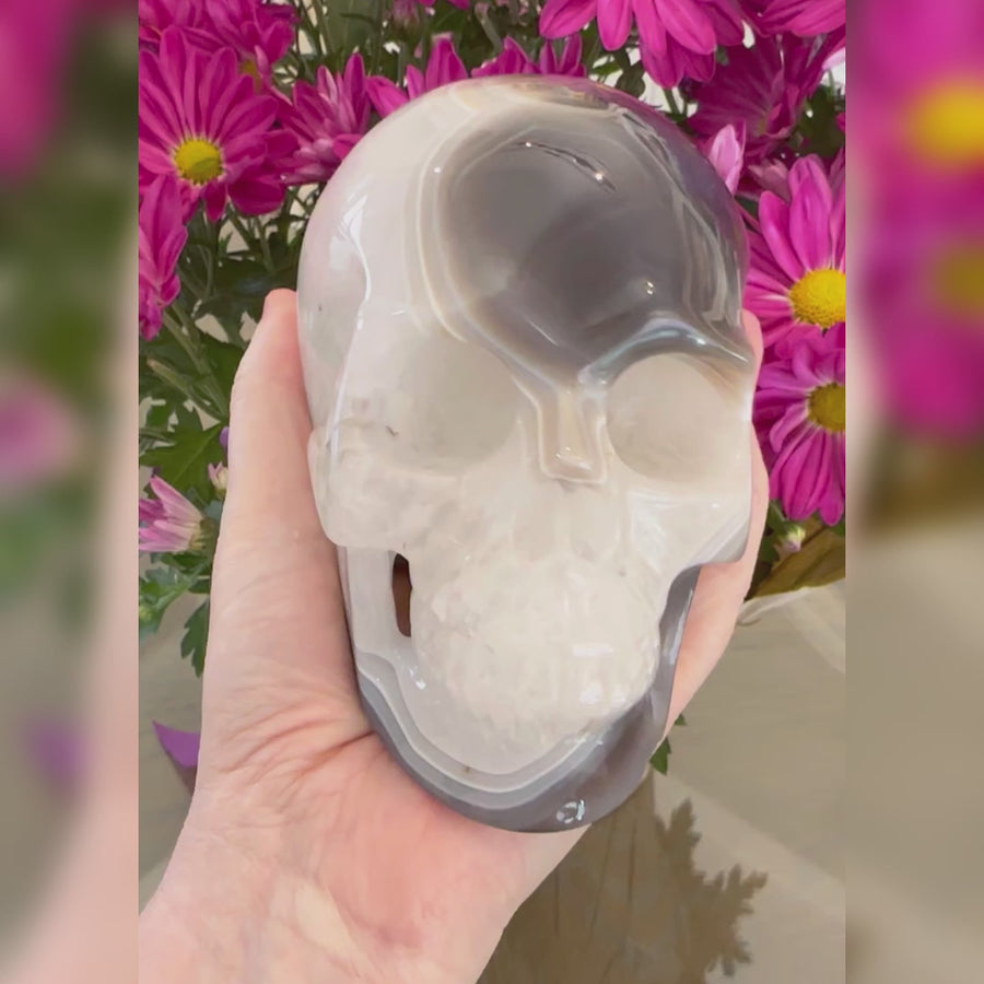 Agate Geode Crystal Skull